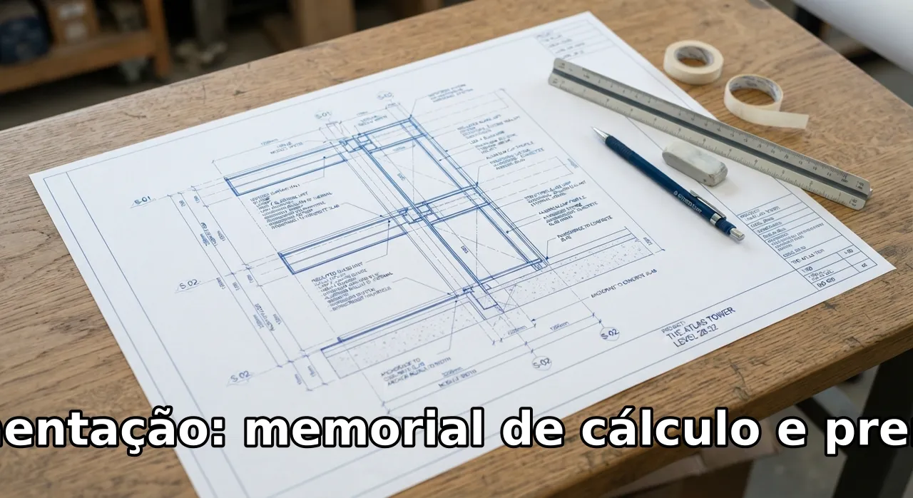 A documentação do projeto deve registrar tipo e composição do vidro, espessura, sistema de fixação, ações consideradas e