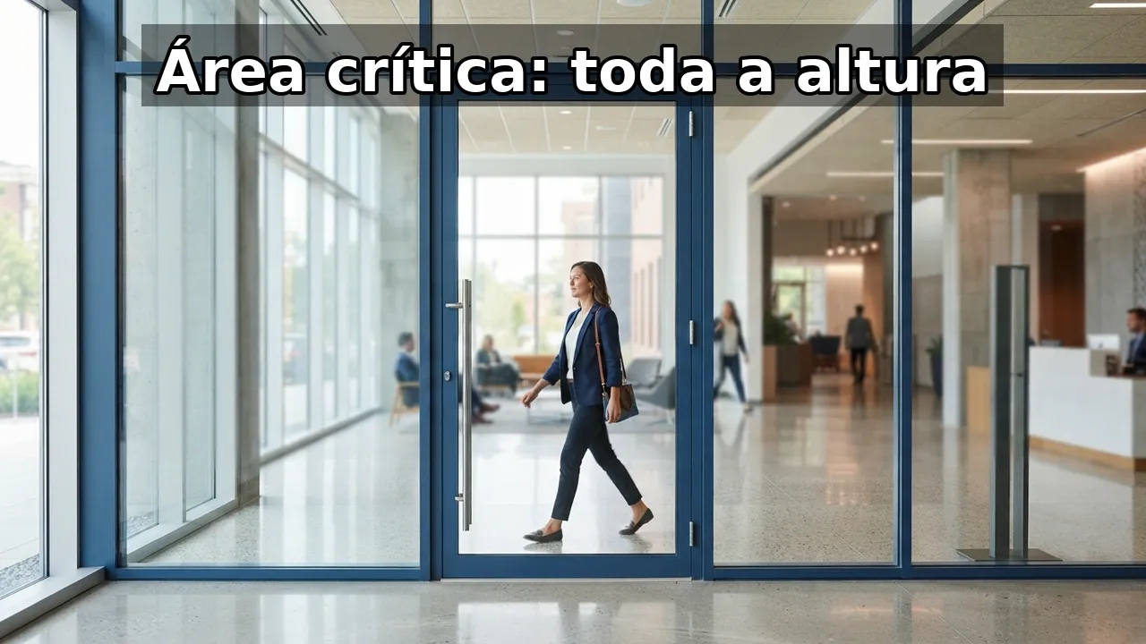 A norma considera portas como áreas críticas de risco de impacto humano. Isso significa que a folha de vidro deve ser de
