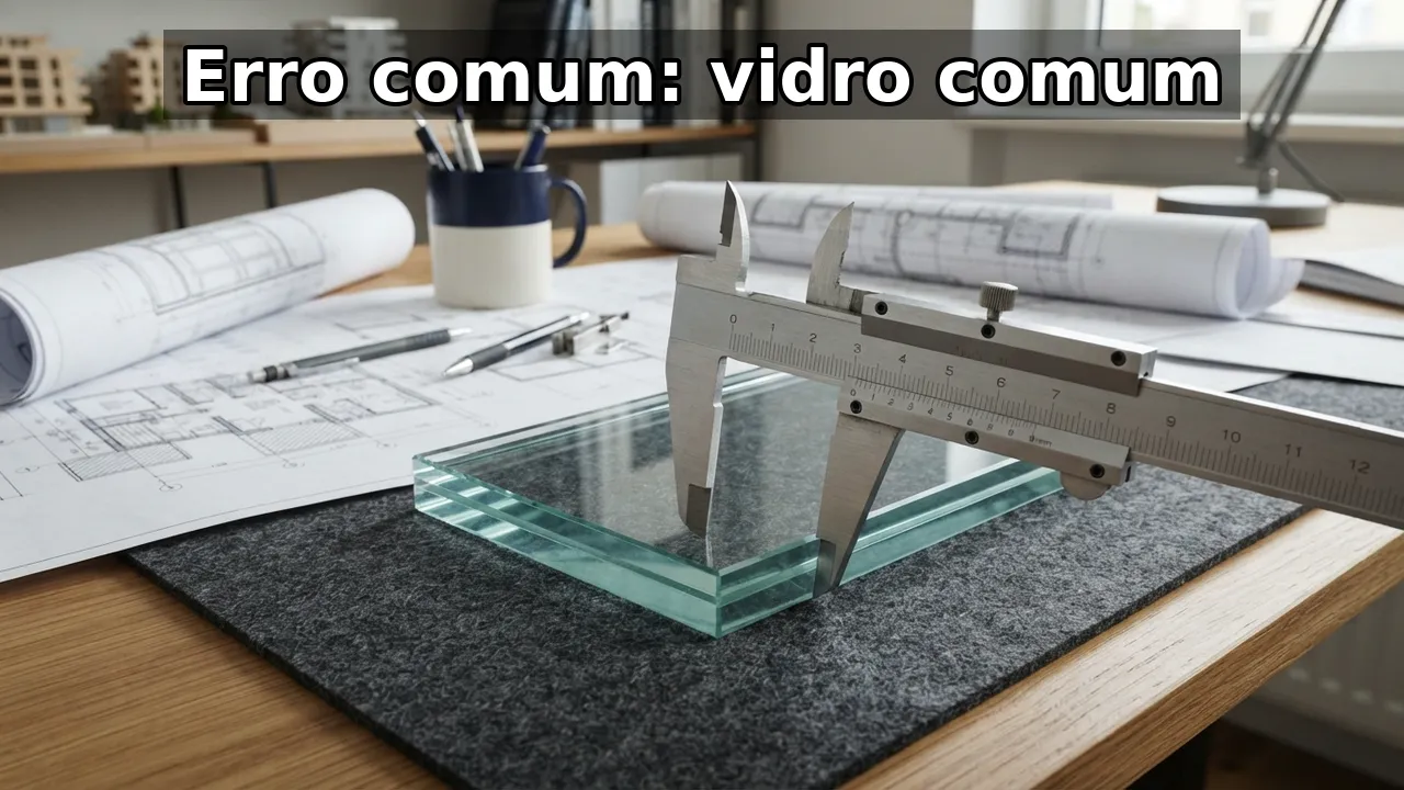 O erro mais comum é especificar vidro comum ou recozido, só porque a espessura parecia suficiente. Espessura e segurança