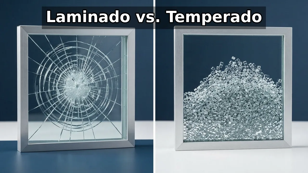 Existem dois tipos de vidro de segurança: laminado e temperado. O laminado fica retido na película mesmo após a quebra;